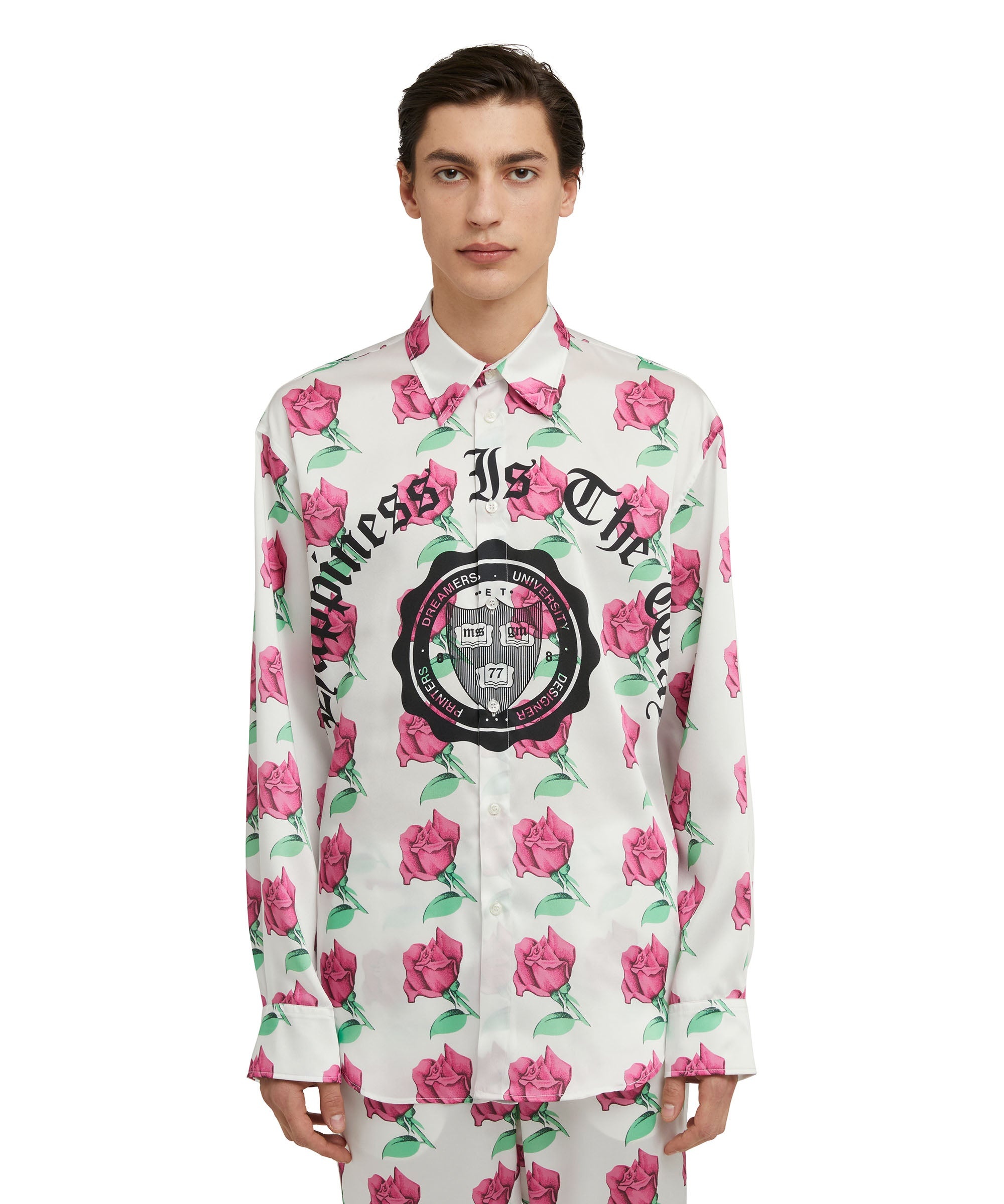 Shirt with "Emblem on Roses printed satin" print - 2