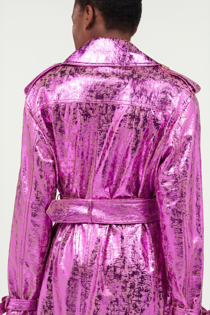 Laminated Metallic-Effect Trench Coat 7