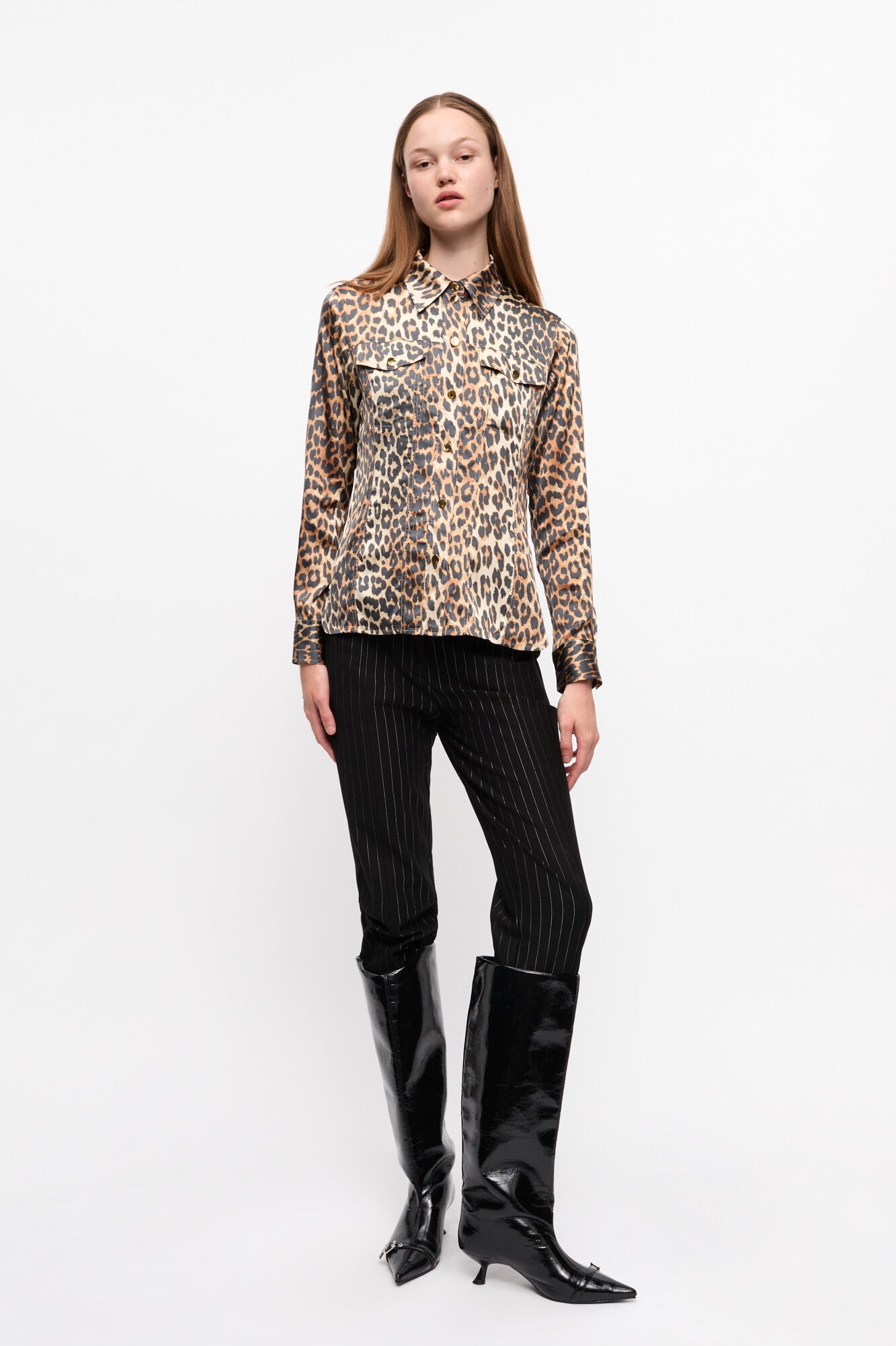 LEOPARD PRINT SATIN SHIRT - 4