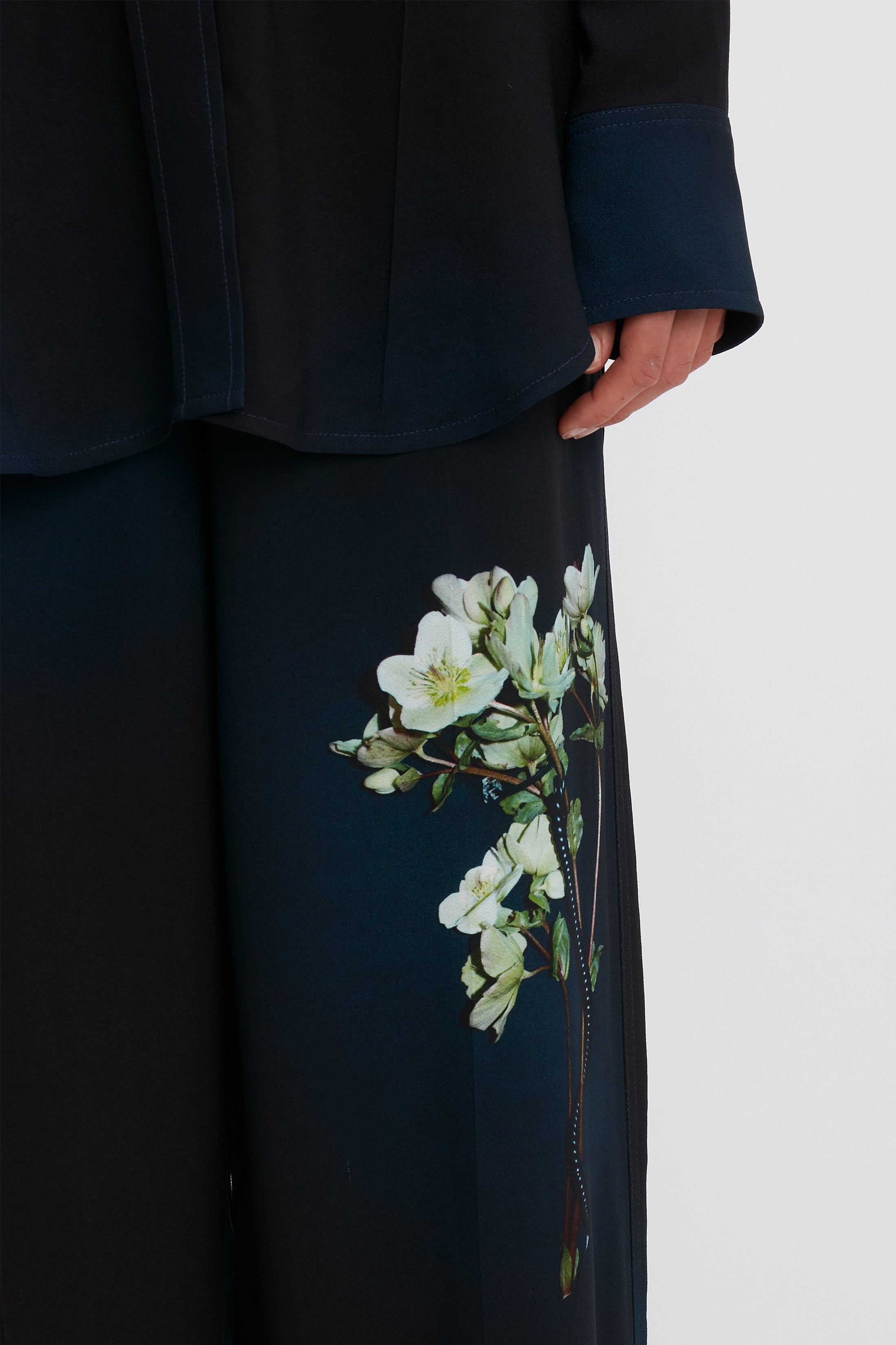 Pyjama Trouser in Navy Ombré & Floral - 6