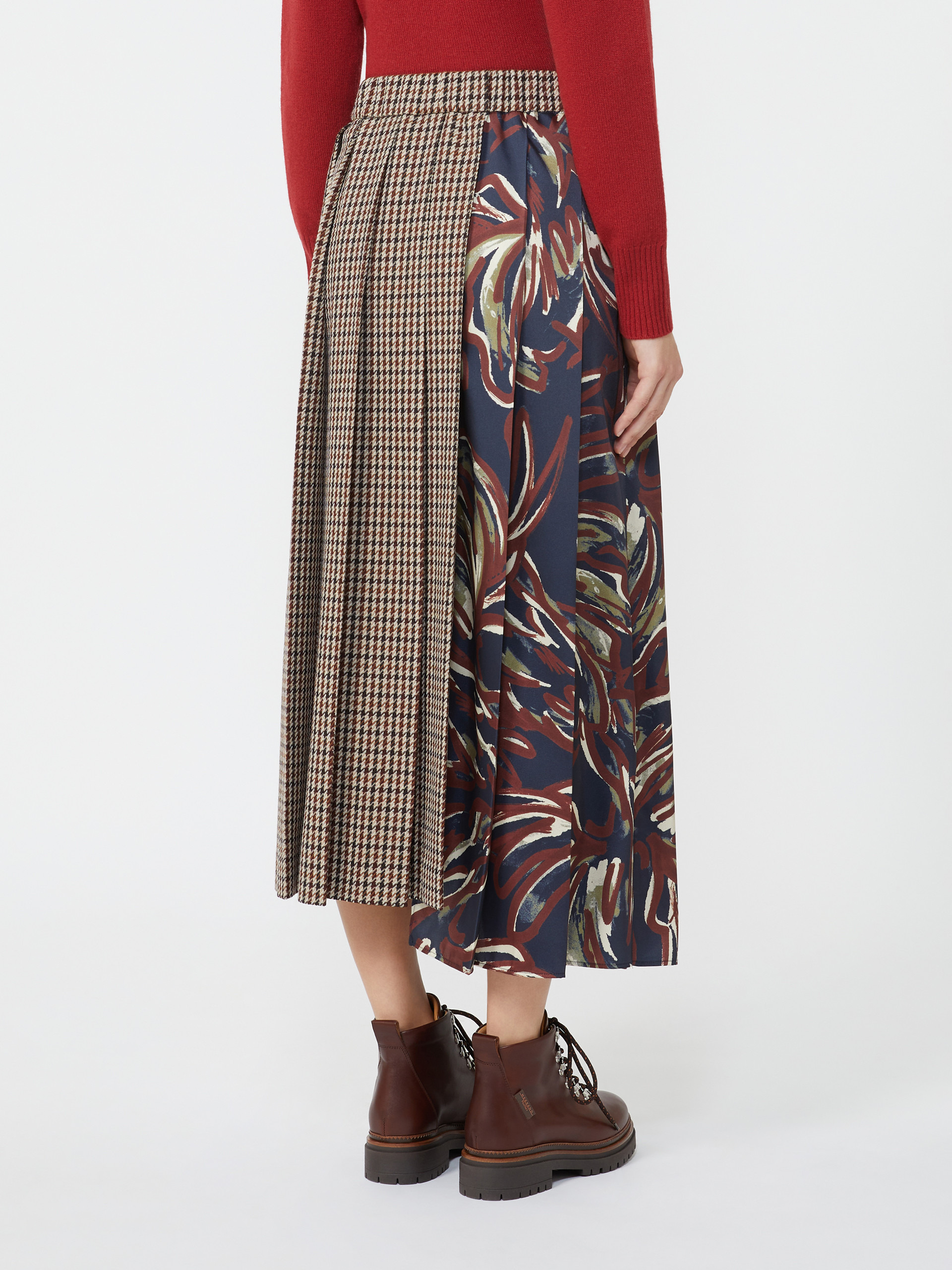 FANALE Pleated houndstooth wool skirt - 4