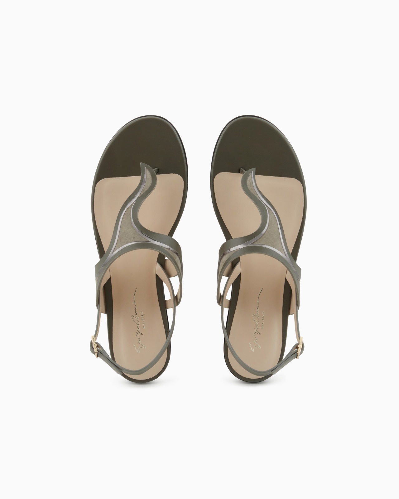 LEATHER AND SUEDE FLAT THONG SANDALS - 3