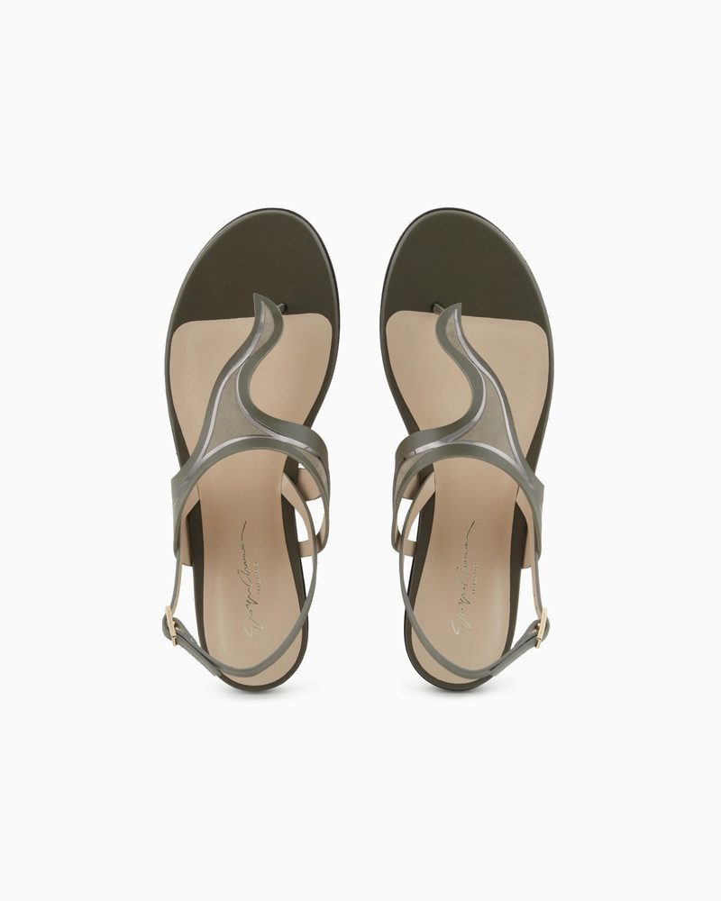 LEATHER AND SUEDE FLAT THONG SANDALS 3