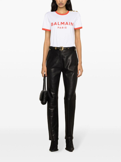 Balmain belted high-rise leather trousers outlook