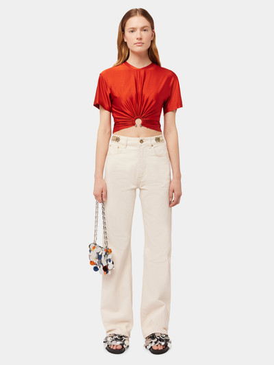 Paco Rabanne RED CROP TOP IN JERSEY WITH PIERCING RING outlook