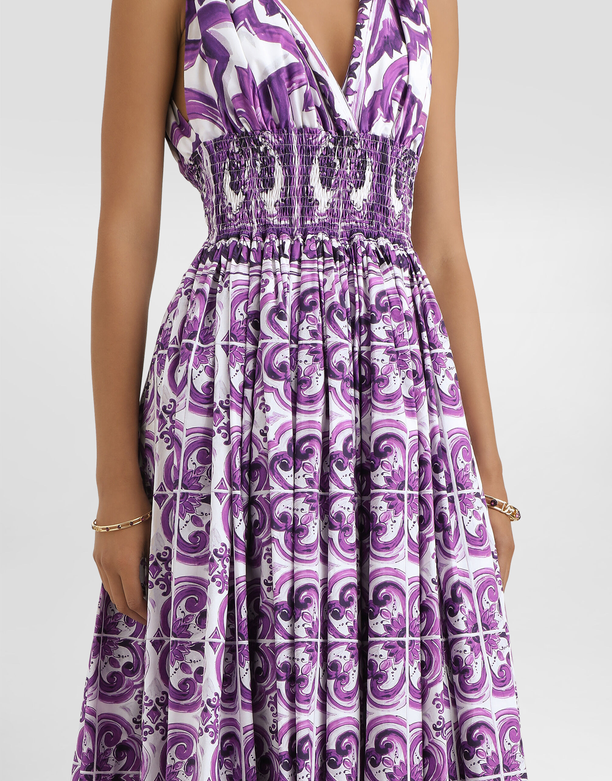Majolica-print poplin dress - 4