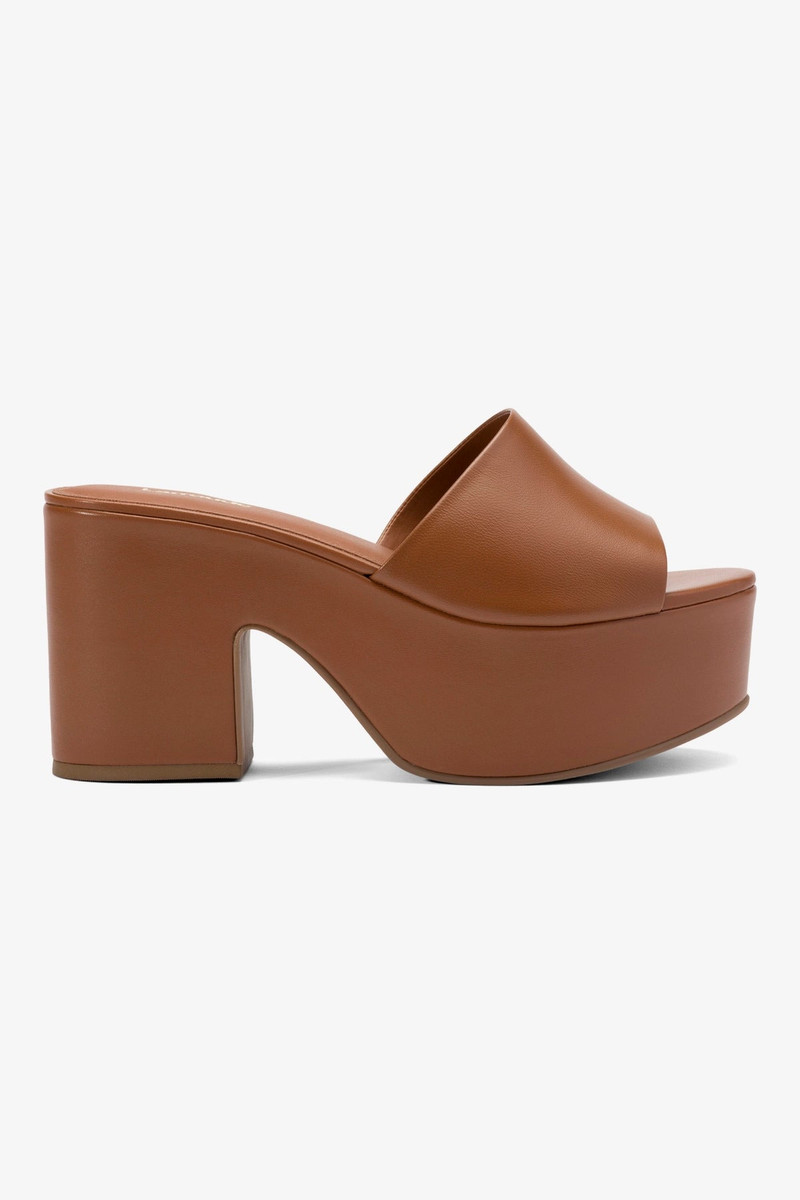 Miso Platform Sandal In Caramel Leather 1
