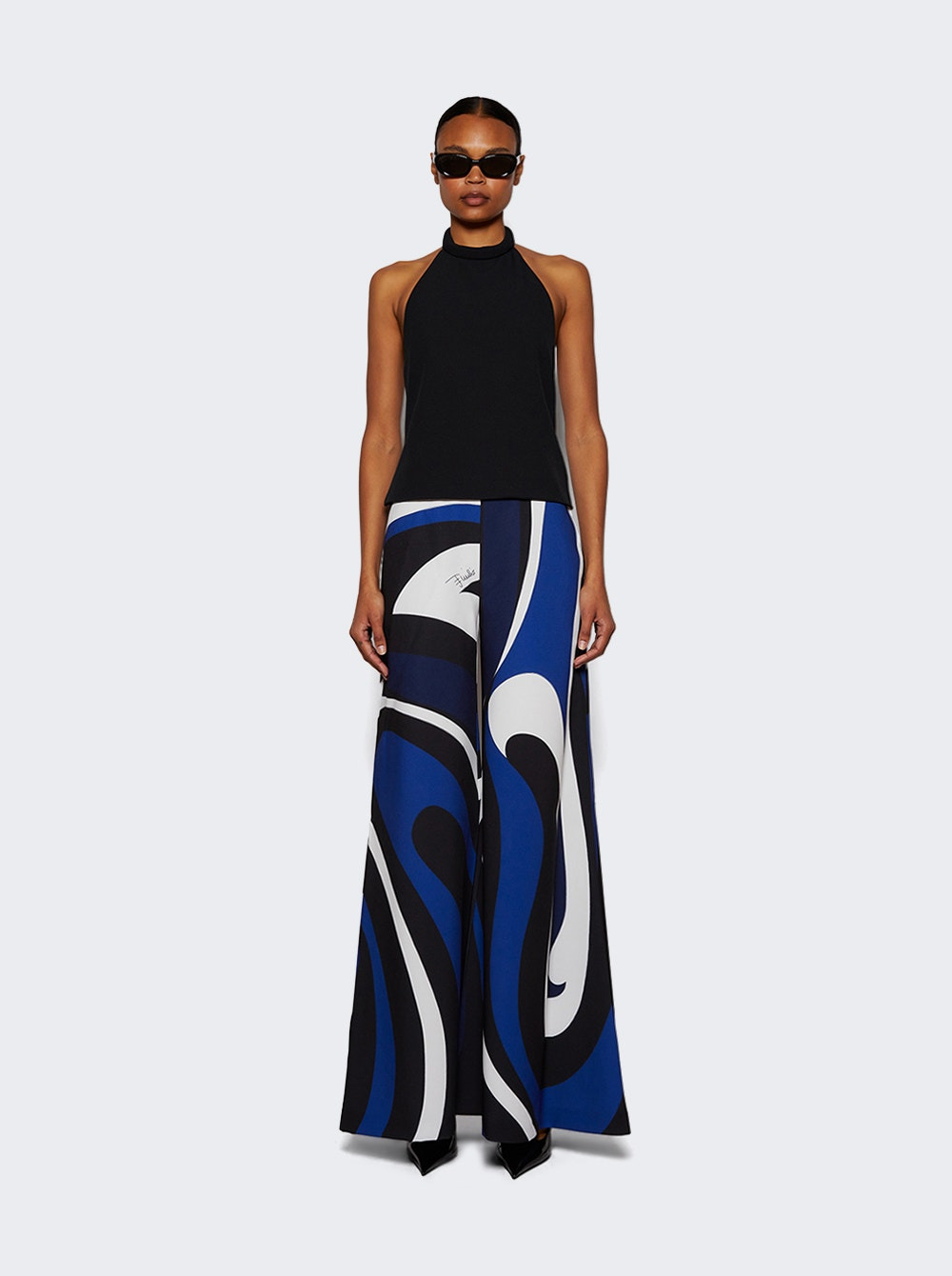 Marmo-print Jumpsuit Black And Blue - 3