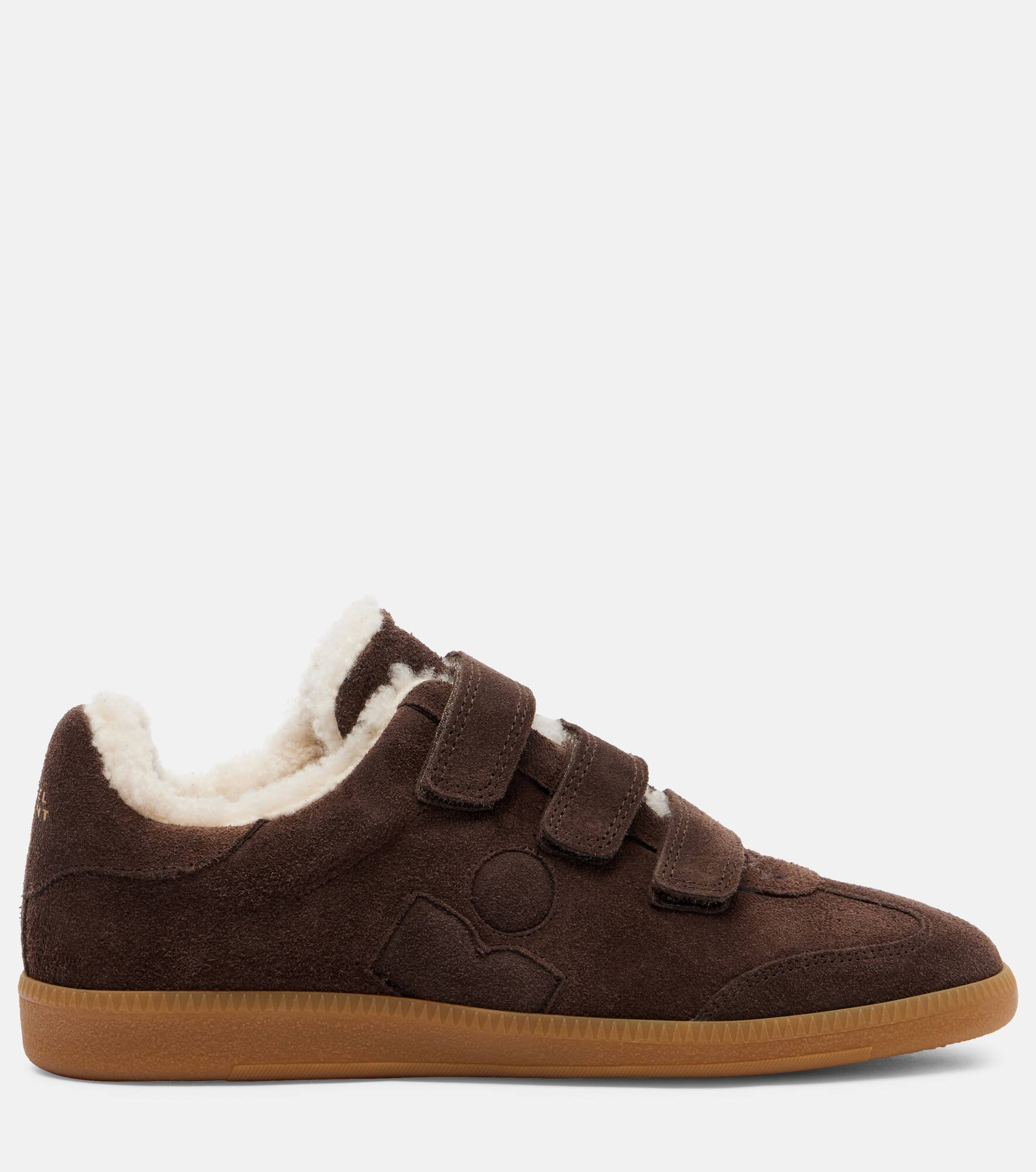 Beth shearling-trimmed suede sneakers - 4