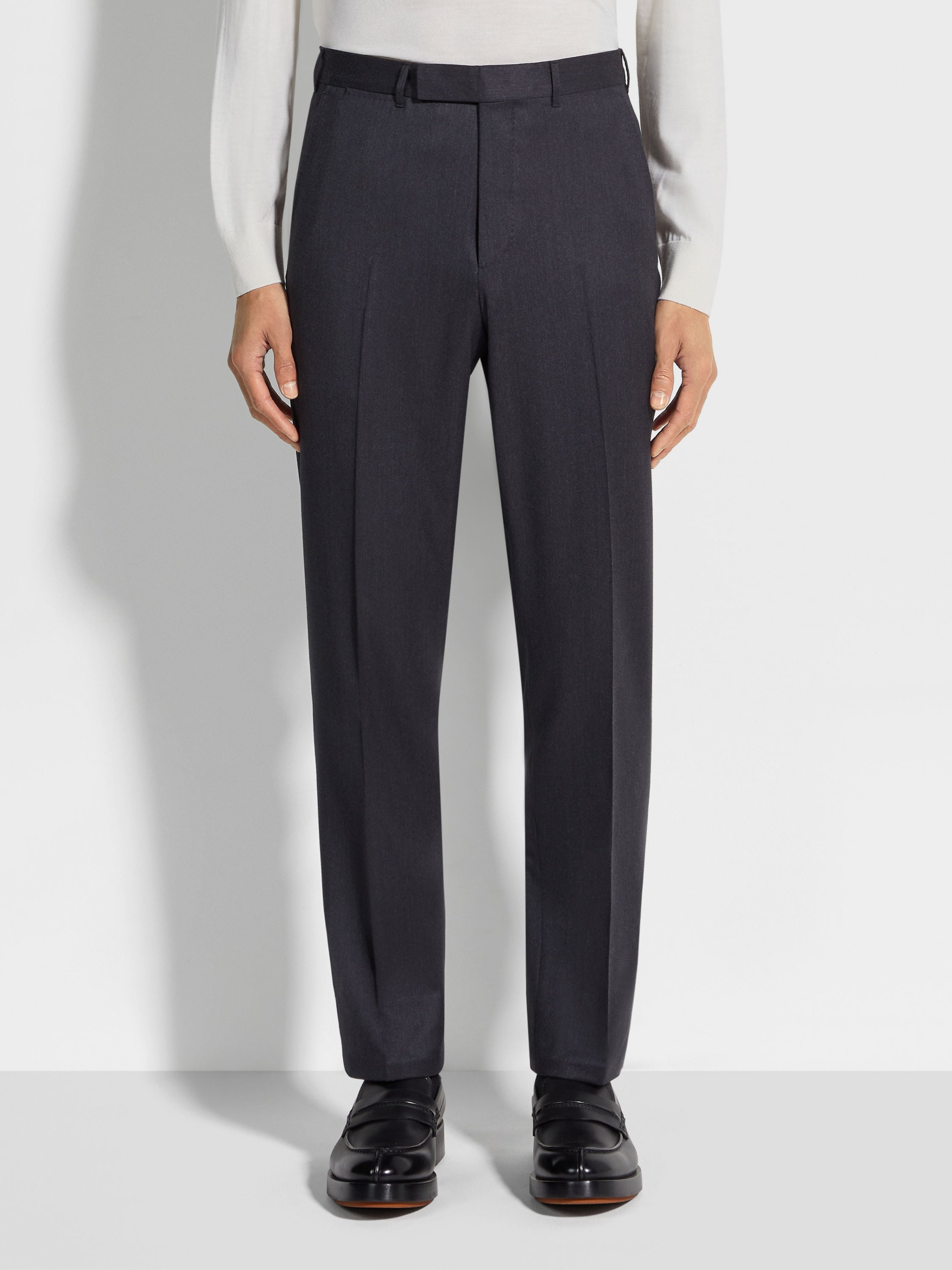 DARK GREY CENTOVENTIMILA WOOL PANTS - 4