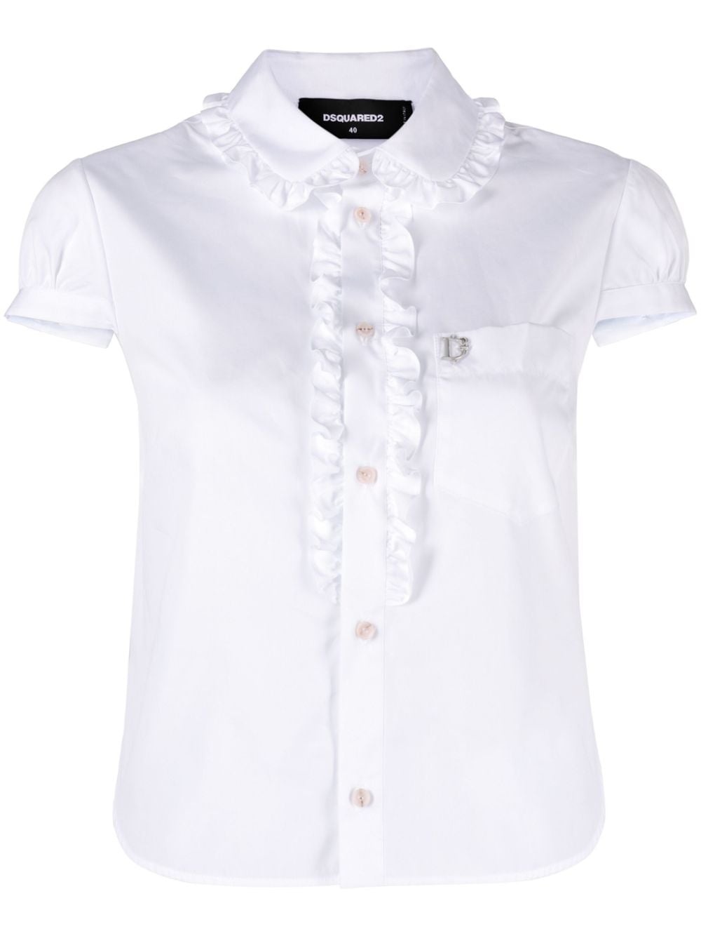 ruffled-trim cotton shirt - 1