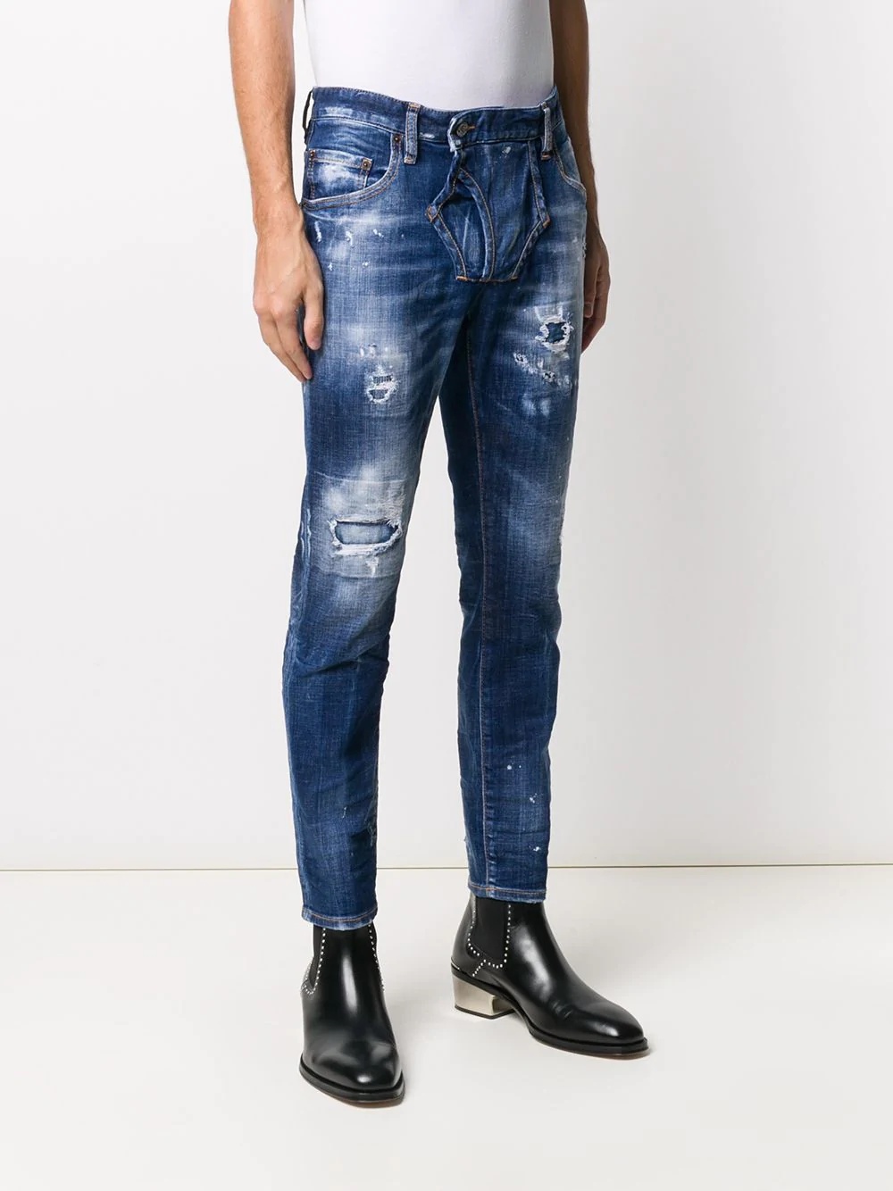 distressed slim-fit jeans - 3