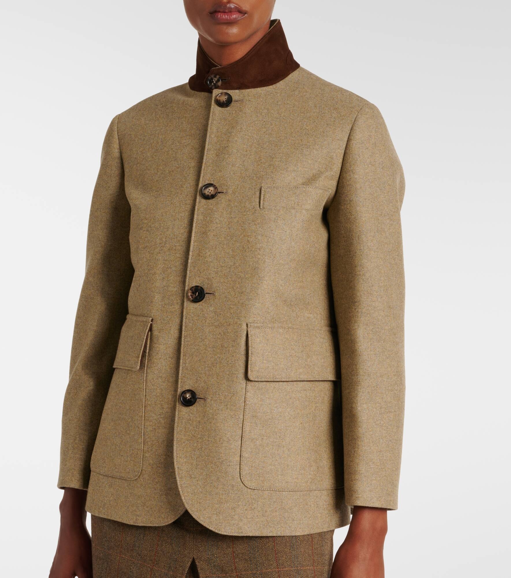 Roadster leather-trimmed wool-blend jacket - 6