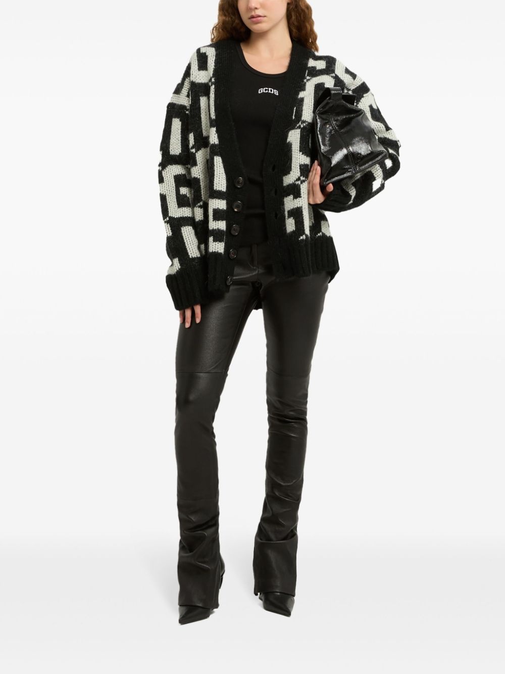 monogram-print cardigan - 2