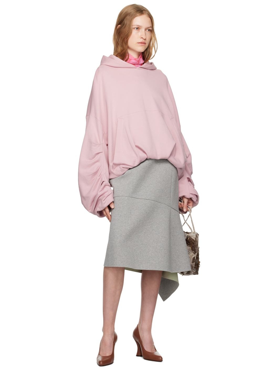 Gray & Green Neoprene Midi Skirt - 4