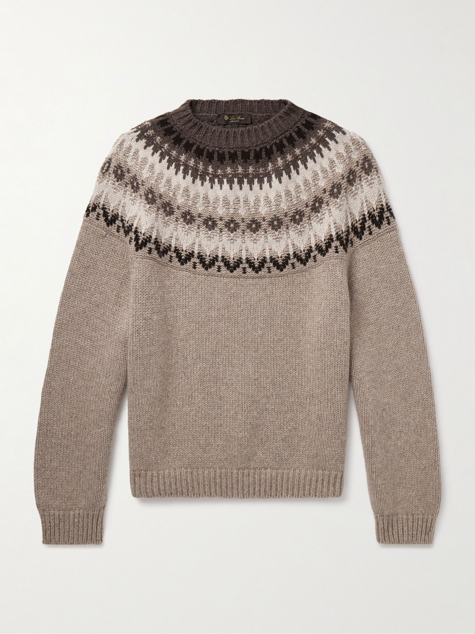 Alpe Pile Fair Isle Cashmere Sweater Brown - 1