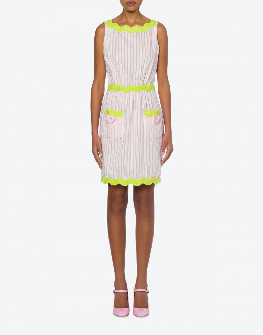 HEART BUTTONS JACQUARD STRIPED DRESS - 2