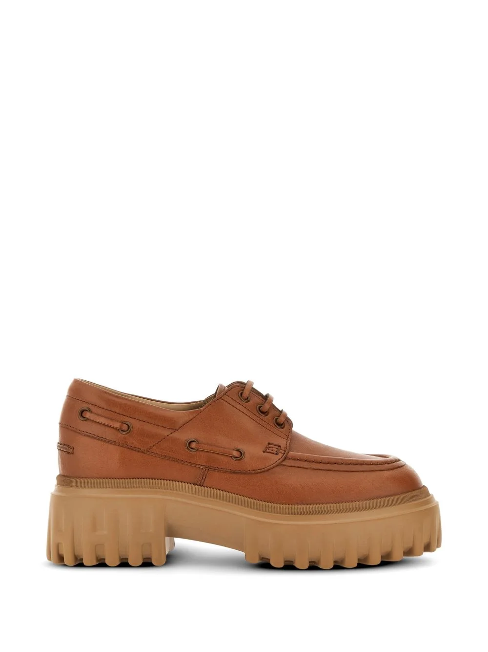 lace up lug-sole boat shoes - 1