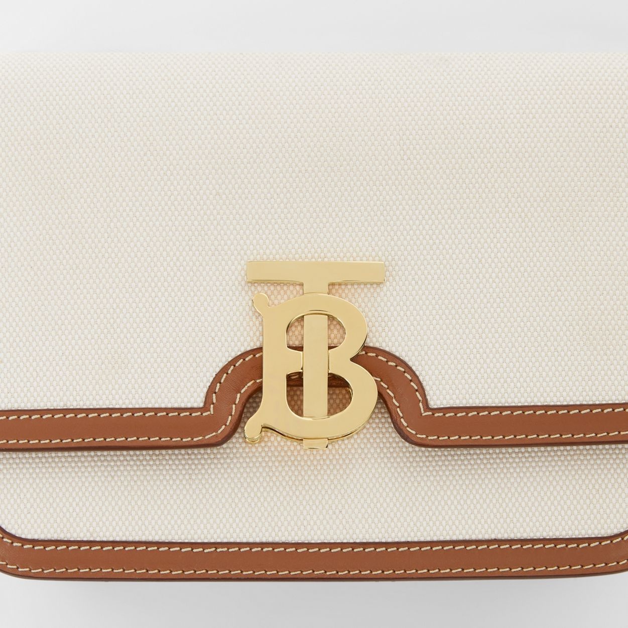 Small Two-tone Canvas and Leather TB Bag - 7