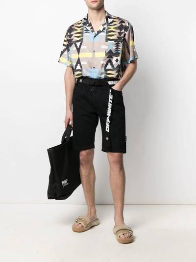 Off-White logo-belt denim shorts outlook