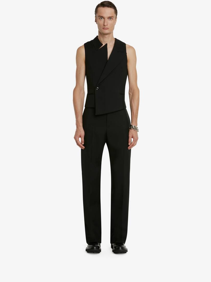 Asymmetric Waistcoat in Black - 2