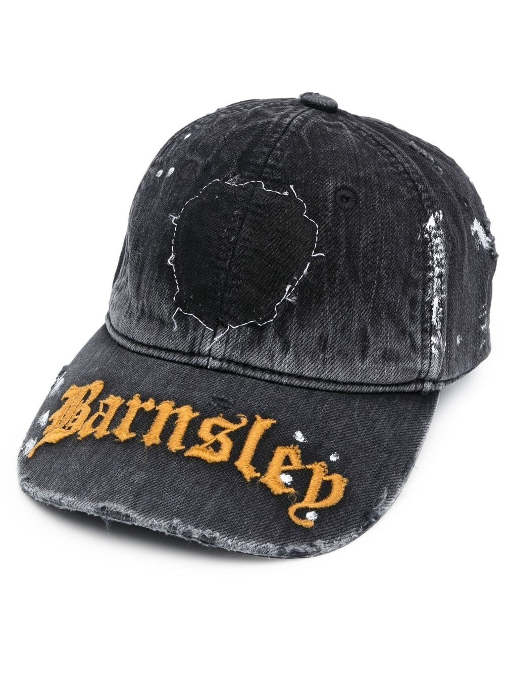 embroidered-slogan distressed baseball cap - 1