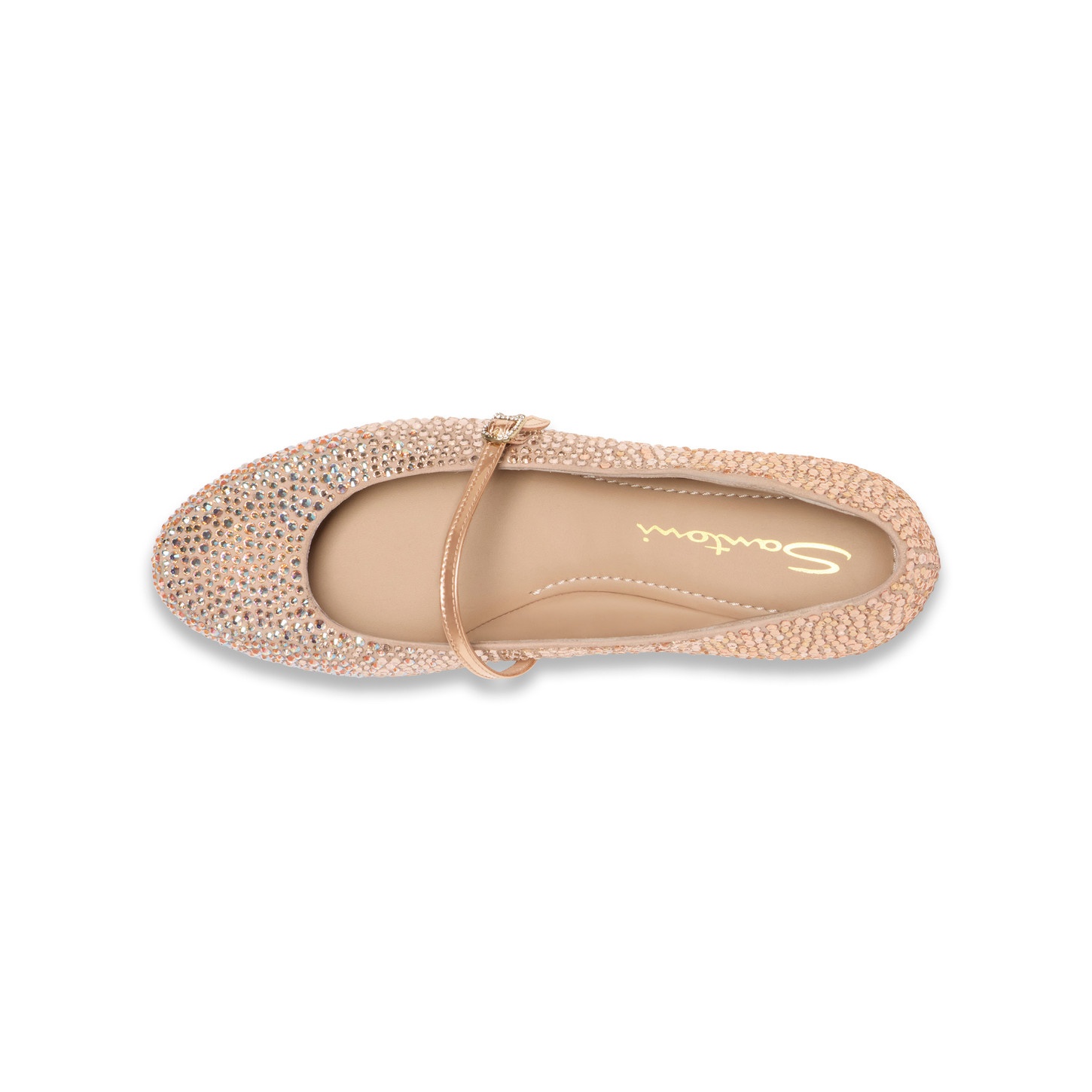Women's pink suede and strass ballet flat - 4