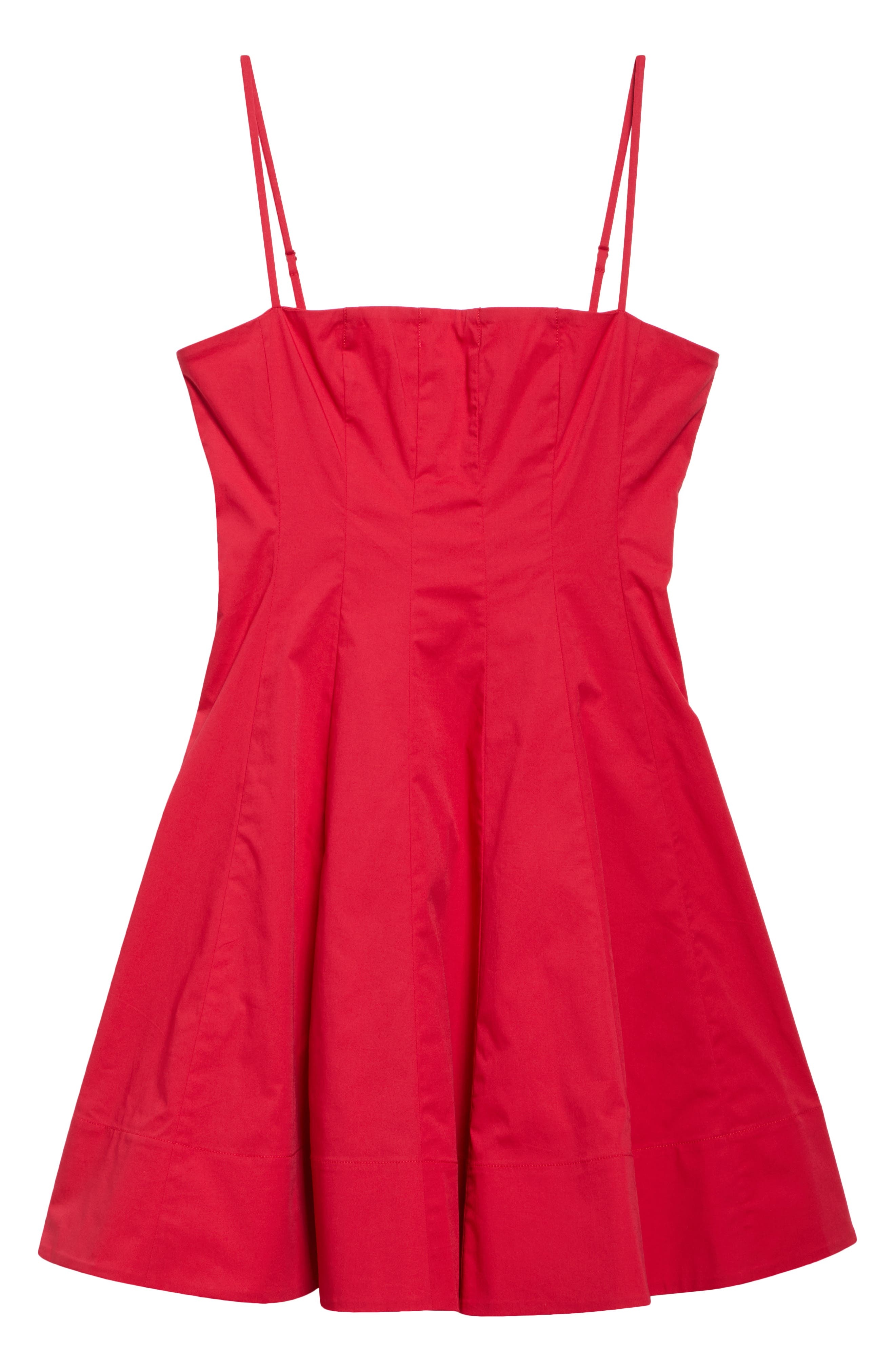 STAUD Wylie Pleated Stretch Cotton Mini Sundress in Cherry at Nordstrom - 5