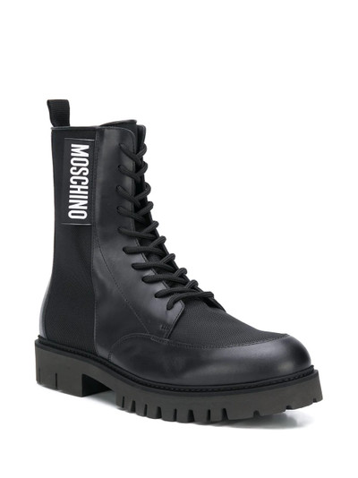 Moschino logo patch boots outlook