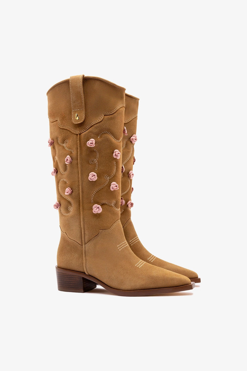 Paloma Boot In Peanut Suede And Tulip Leather 3