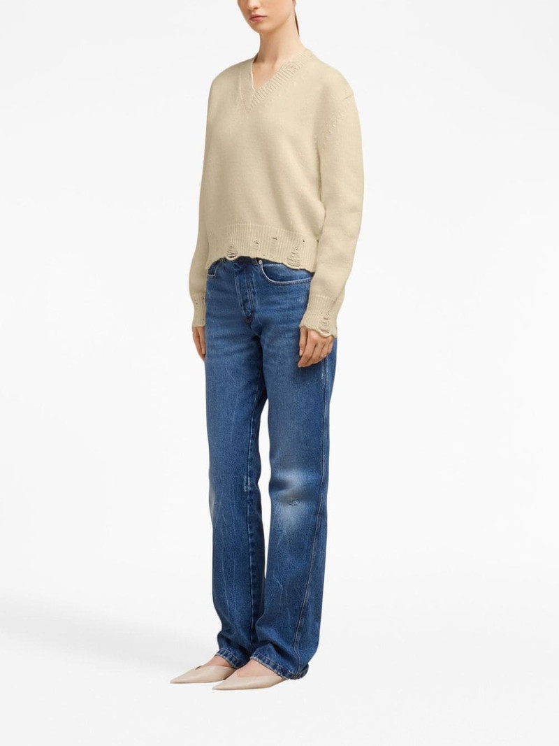 AMI Paris ripped V-neck jumper outlook
