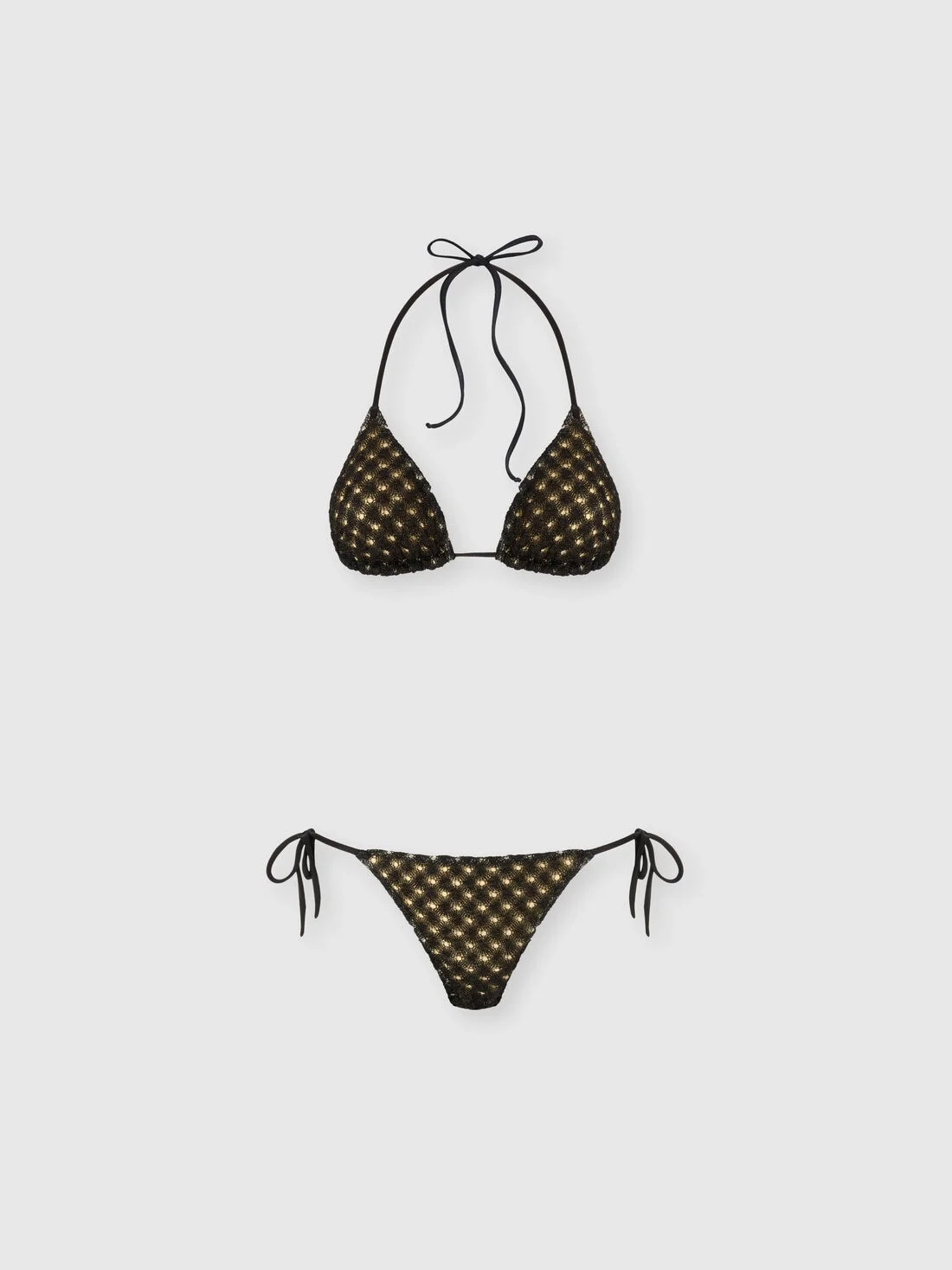 Triangle bikini in lamé viscose with raschel workmanship - 1