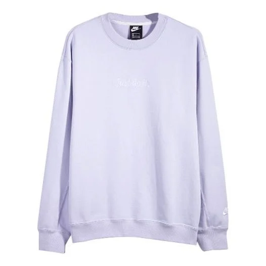 Nike Crw Flc Hwywt Just Do It Embroidered Small Label Round Neck Purple Lavender CD0415-539 - 1