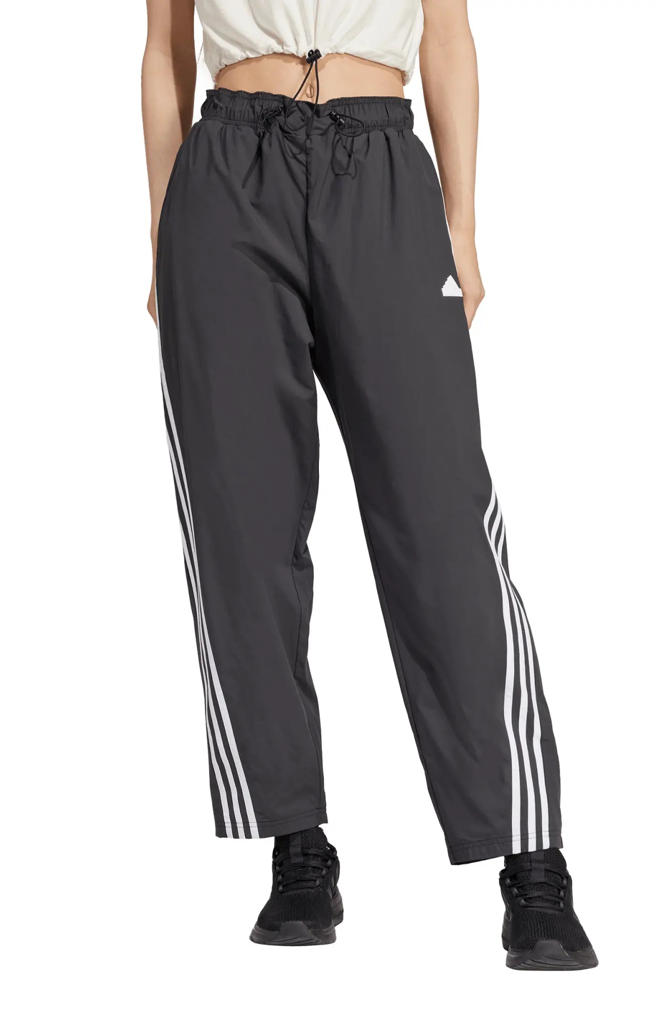 Future Icons 3-Stripes Recycled Polyester Ripstop Track Pants in Black/White - 1