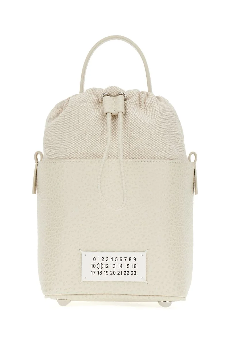 MAISON MARGIELA WHITE '5A BUCKET' WITH CHAIN ADJUSTABLE SHOULDER STRAP IN LEATHER WOMAN - 1