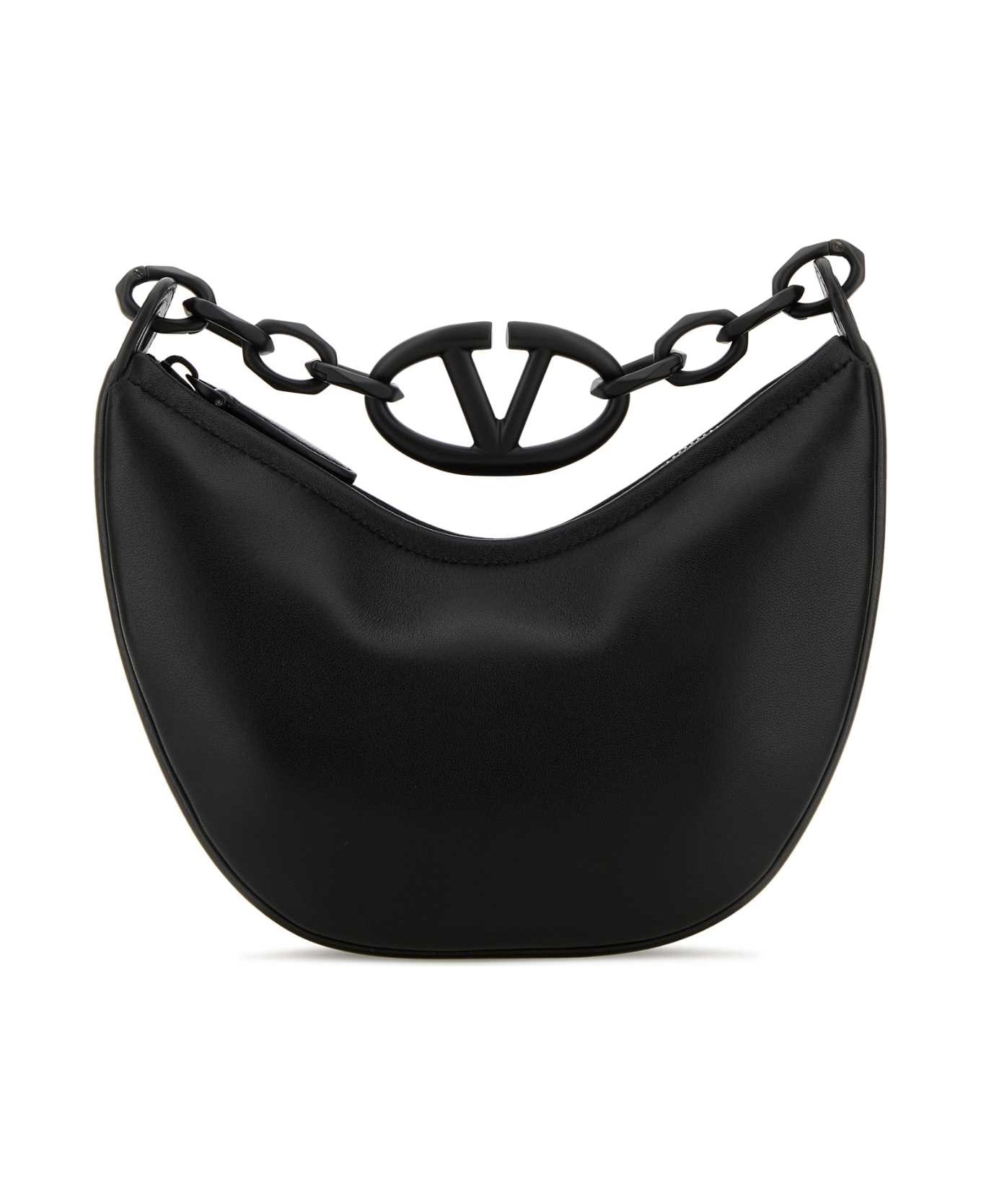 Black Leather Hobo Vlogo Moon Handbag - 1