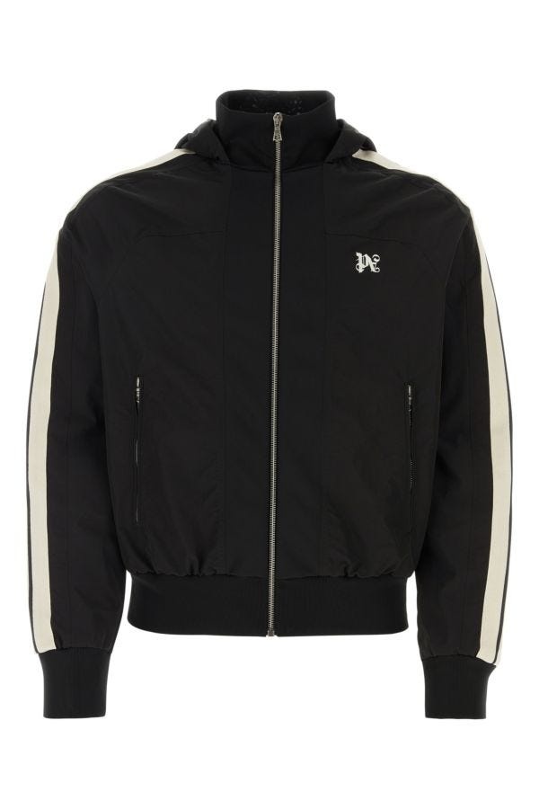 Black nylon blend windbreaker - 1