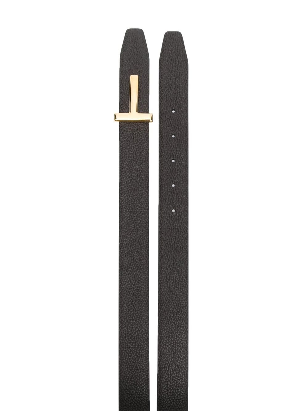 T-plaque leather belt - 2