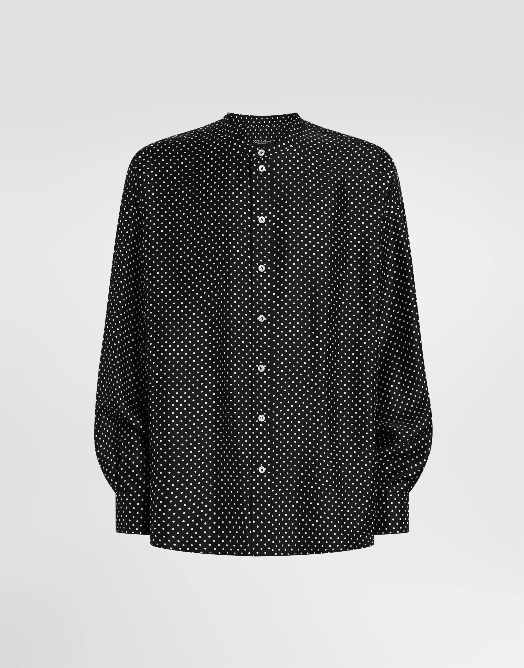 Polka dot-print silk twill shirt - 1