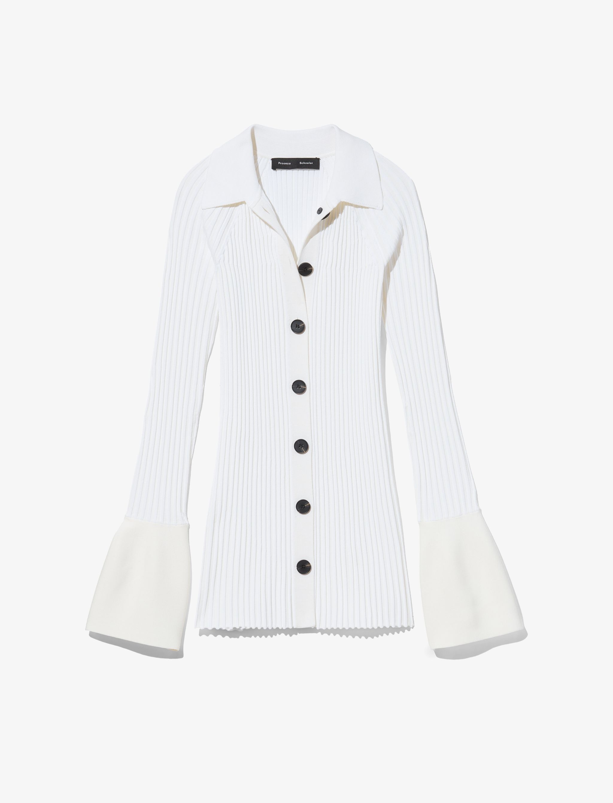 Rib Knit Collared Cardigan - 1
