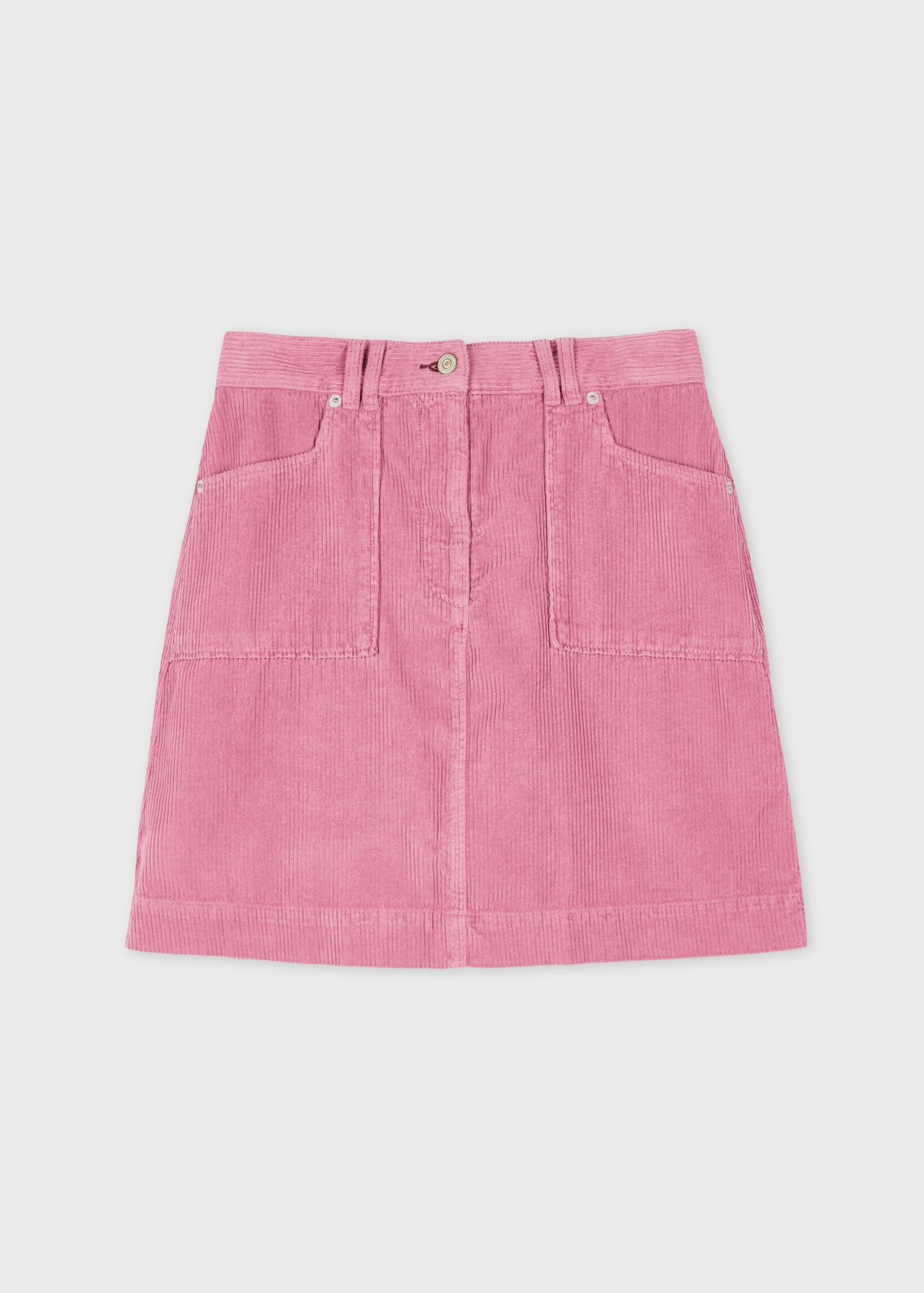 Women's Pink Cord High Waisted Mini Skirt - 1