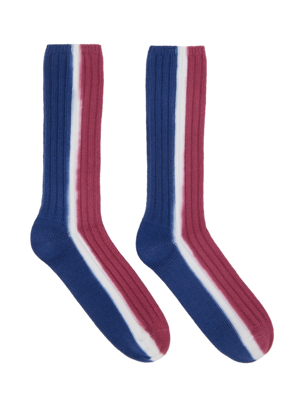 Red & Navy Vertical Dye Socks - 1