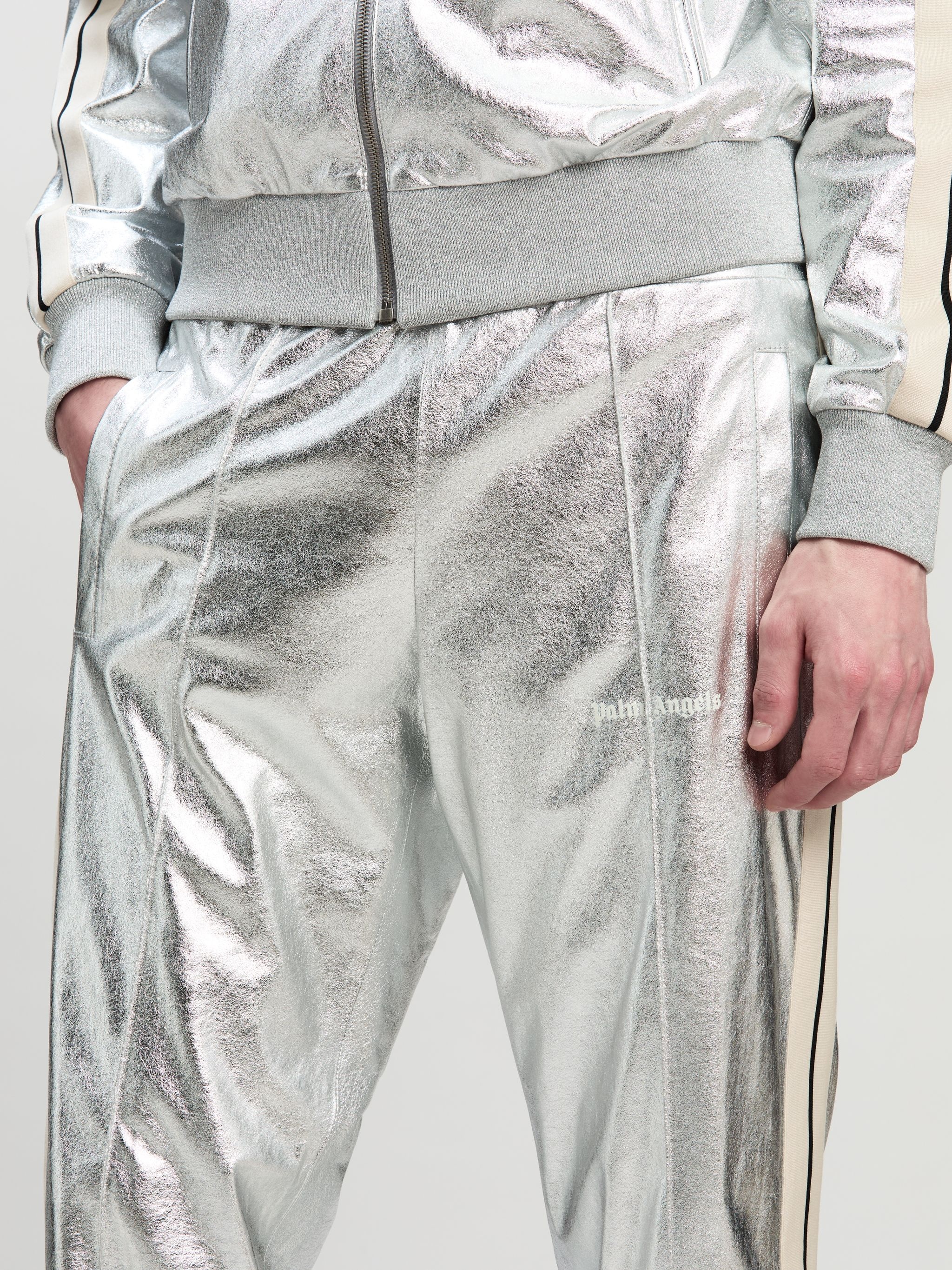 LAMINATED LEATHER TRACK PANTS - 6