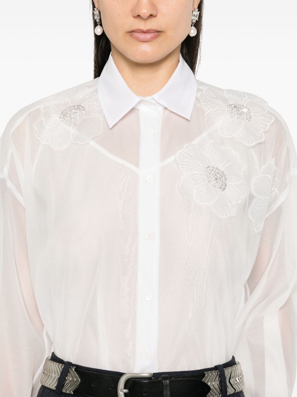 floral-appliqué shirt - 5