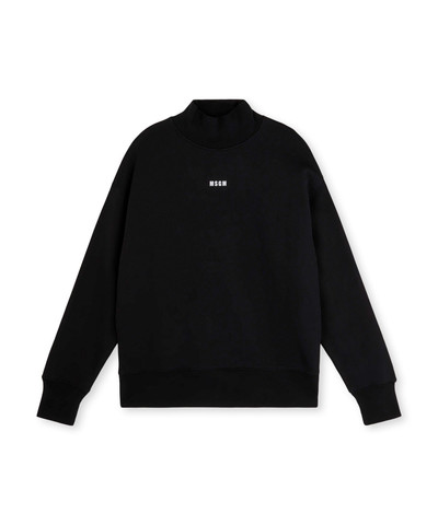 MSGM Cotton turtleneck sweatshirt with micro logo outlook