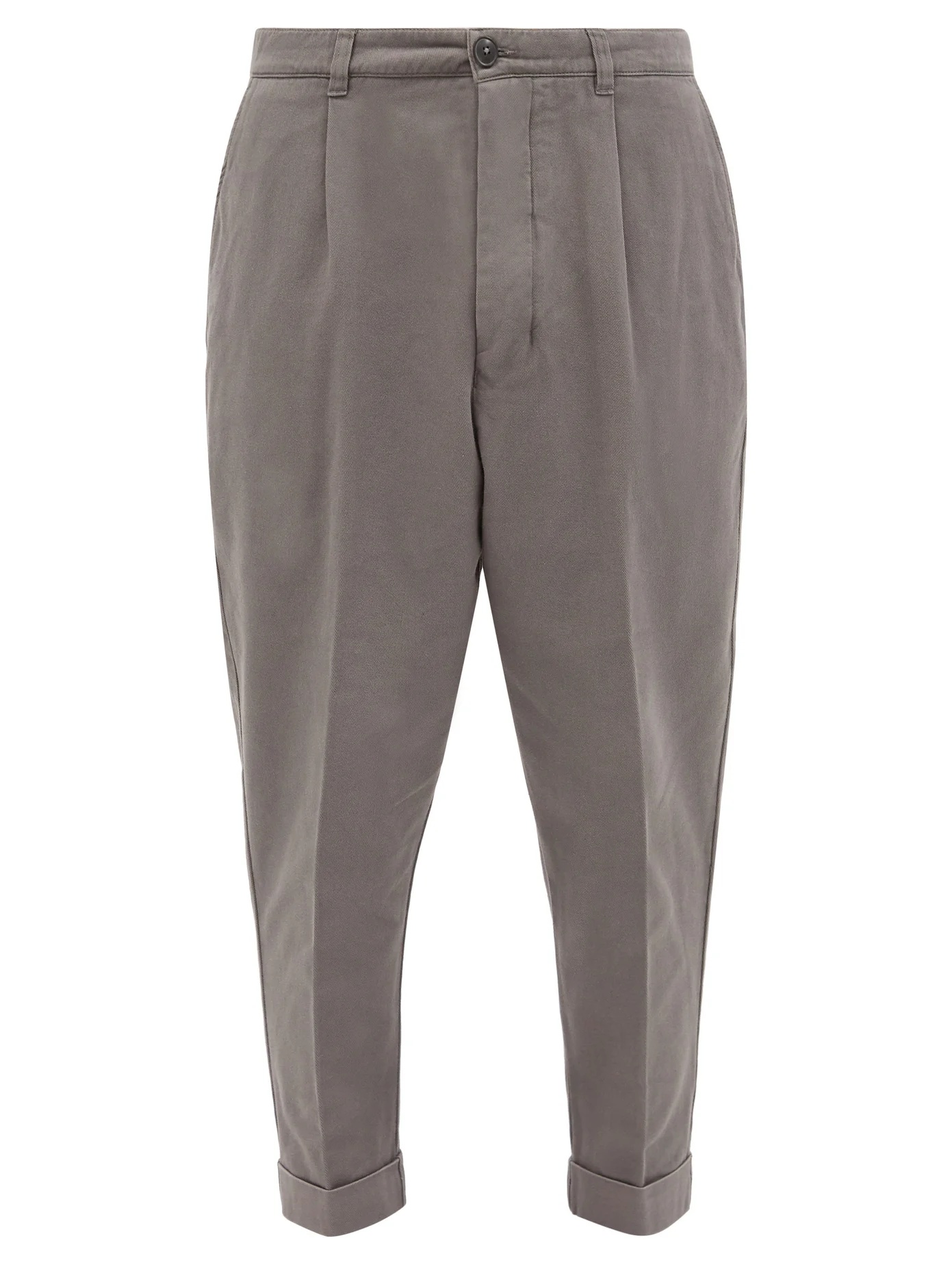 Tailored cotton carrot-leg trousers - 1