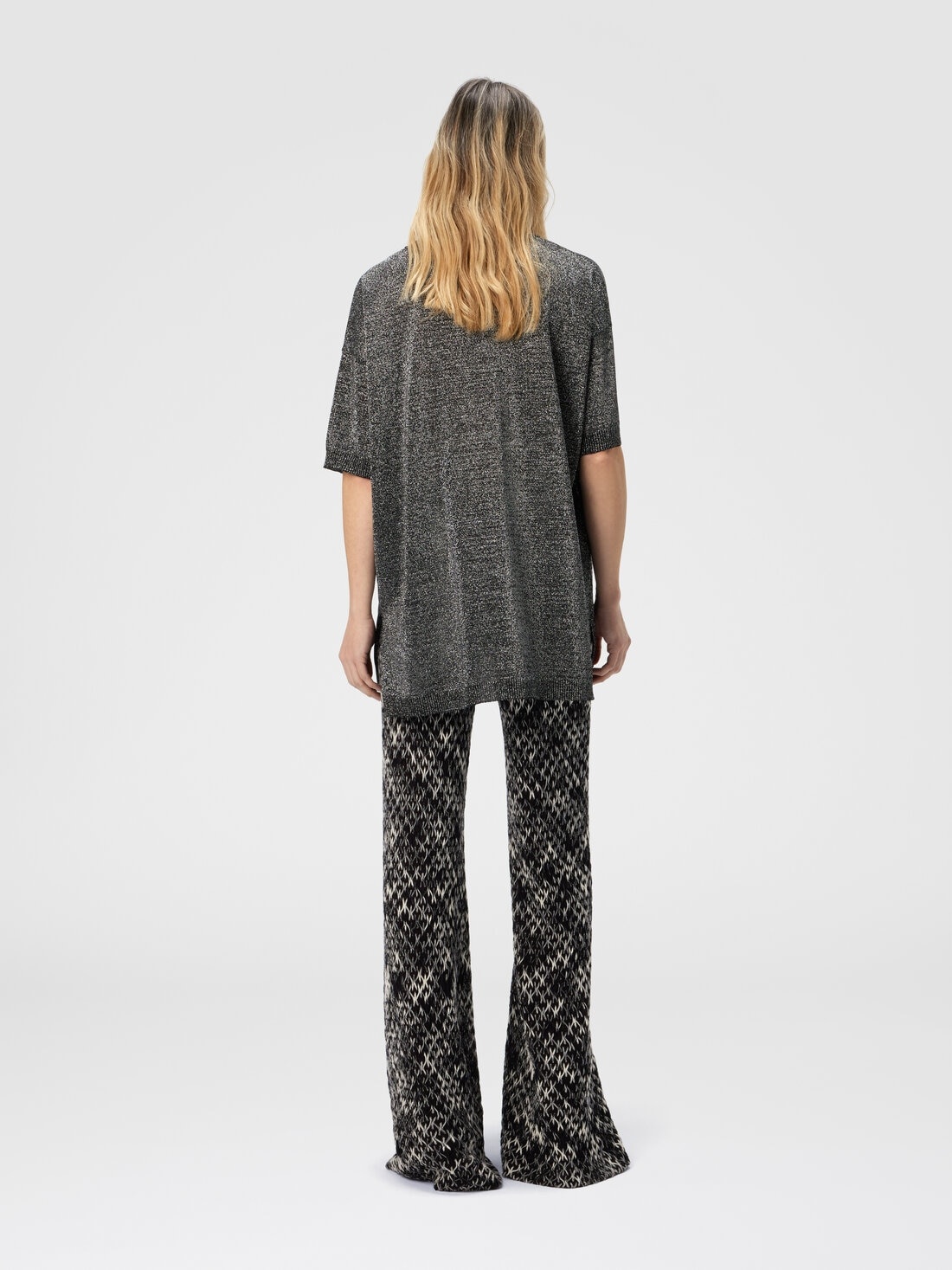 Boxy Crew Neck Sweater in Lamé - 3