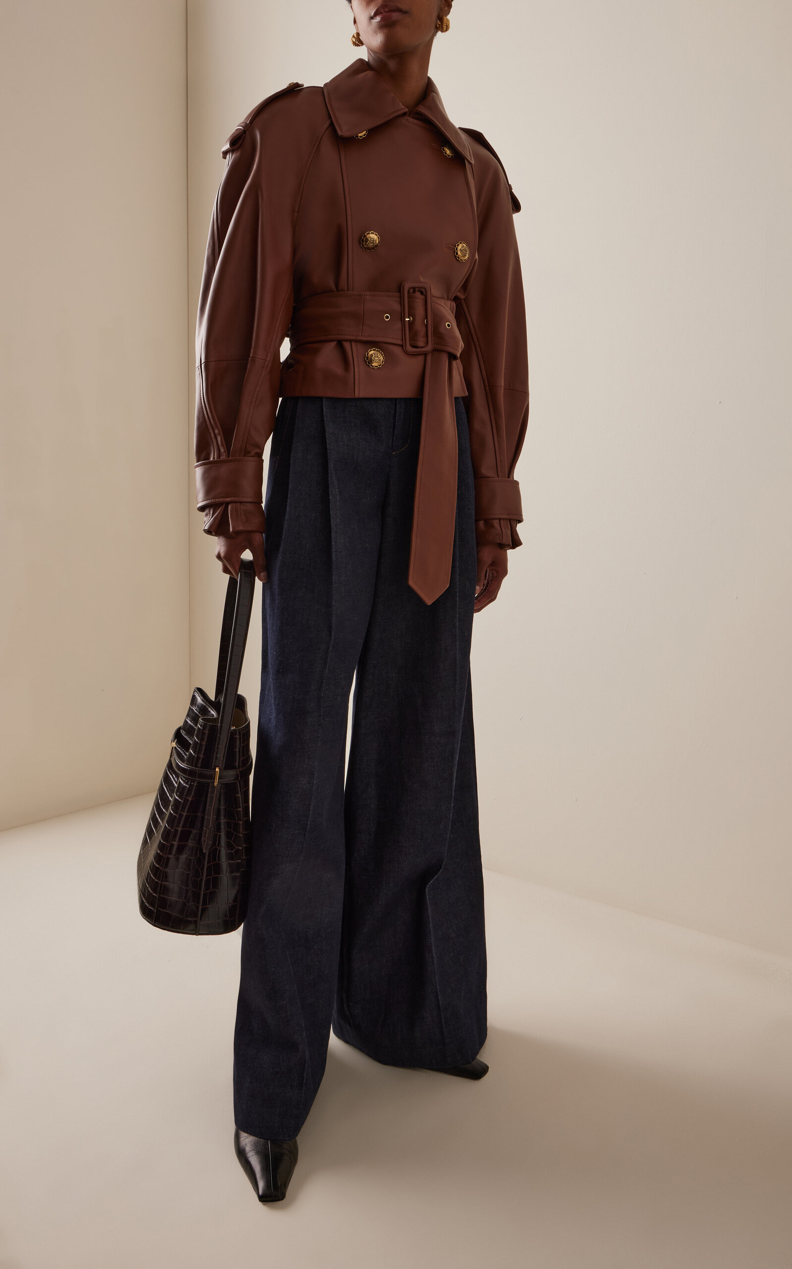 Hypnotic Leather Crop Trench tan - 3