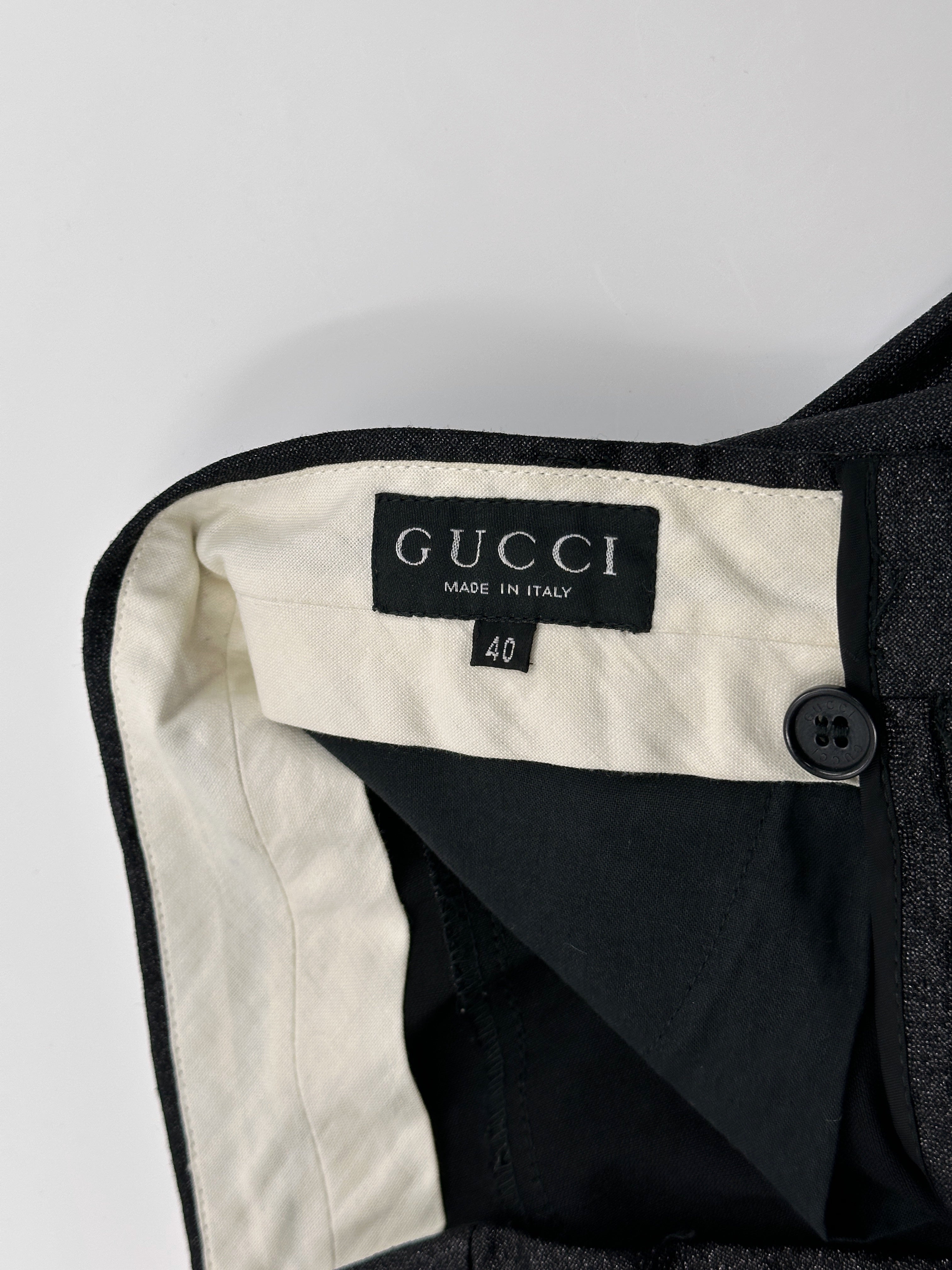 UNALTERED Gucci Spring 1997 Tom Ford Metallic Dark Brown Glitter Lurex Pants 40 - 12