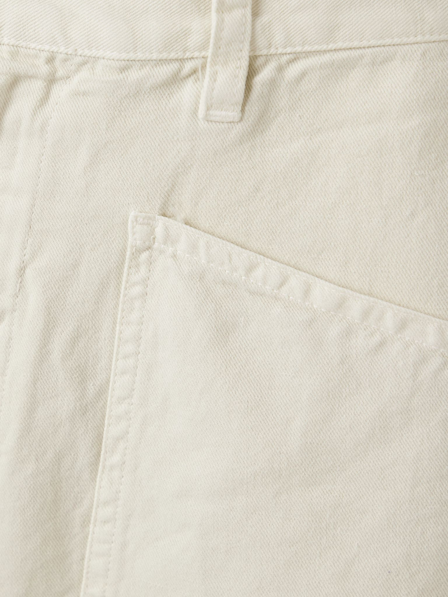 Shon cotton and linen-blend twill tapered pants Ecru - 5